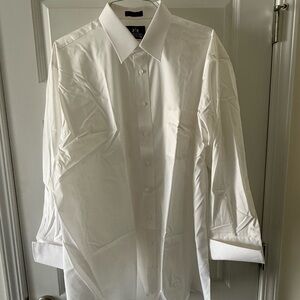 Stafford Men's White Dress Shirt French cuff 18 1/2, 35